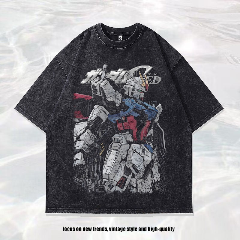 Harajuku Cartoon Print Men's Tee - Pure Cotton Casual Shirt
