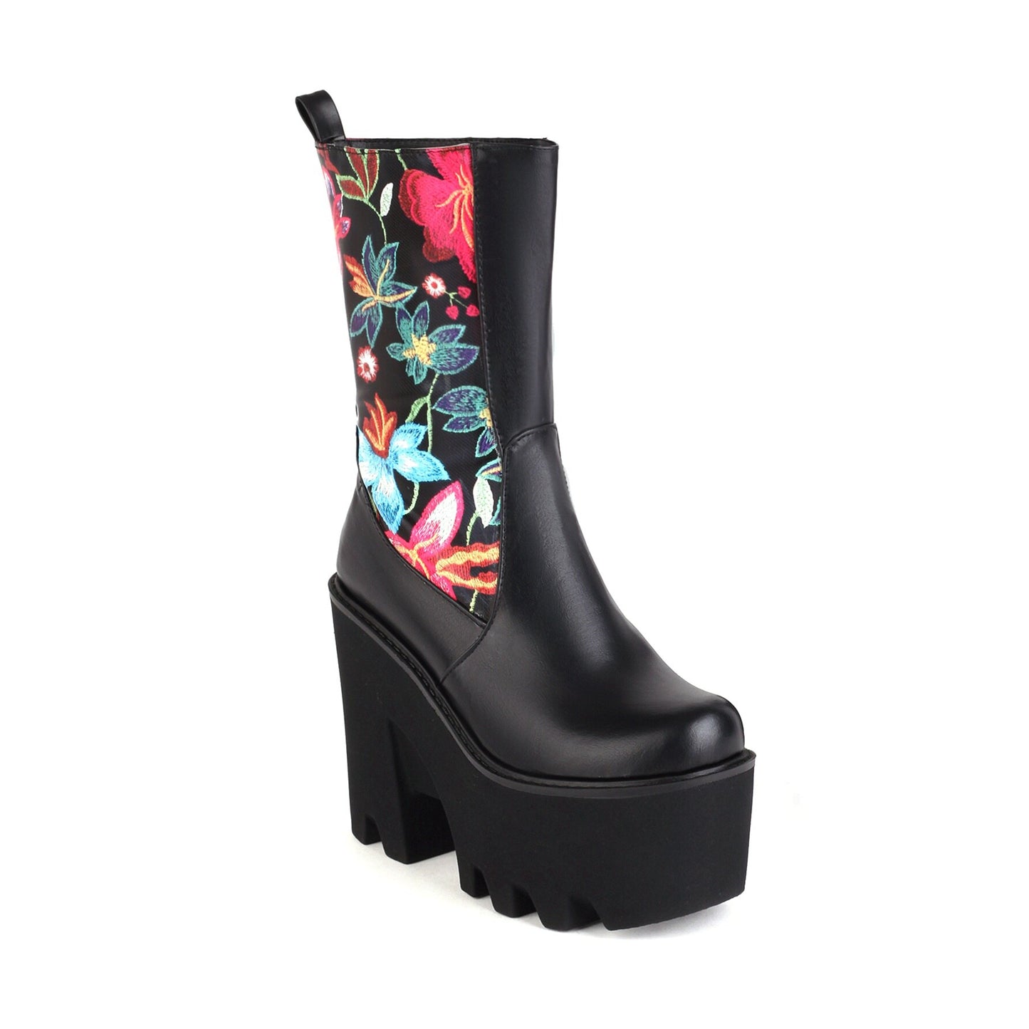 Knitted Embroidered Ethnic Mid-Calf Boots