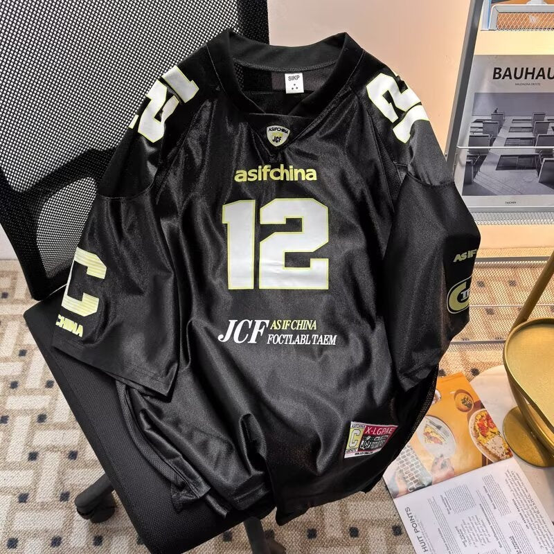 Harajuku Style Printed Loose Short Sleeved Jersey T-Shirt