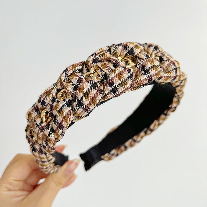 Plaid Style Headband - Retro College Look