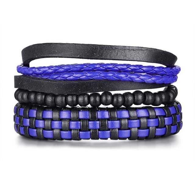4pcs Adjustable Black Bracelets Set - Harajuku Style Jewelry