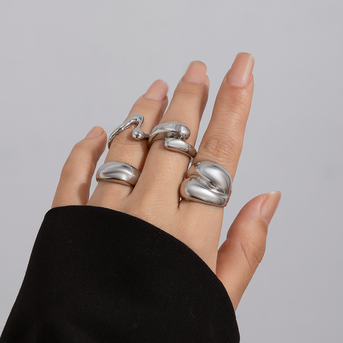 Playful Geometric Open Mouth Ring - Harajuku Style
