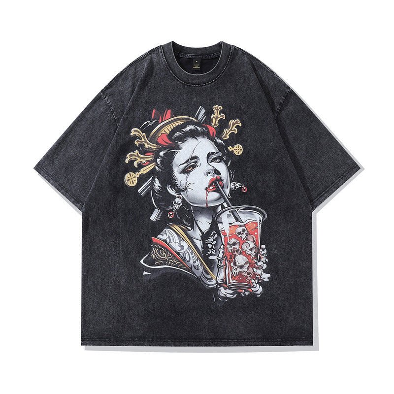 Harajuku Street Style Cartoon Print Tee - Vintage Casual