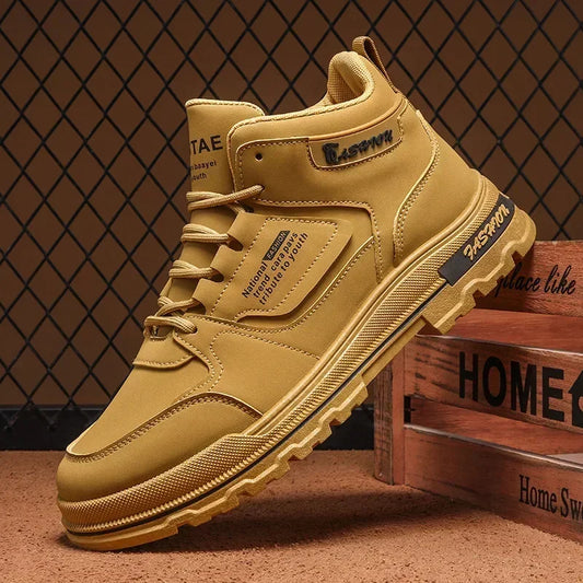 Versatile High Top Leather Men's Boots - Harajuku Style