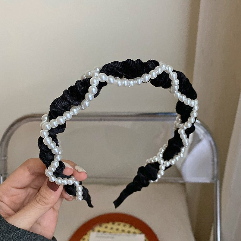 Black And White Plaid Woven Headband