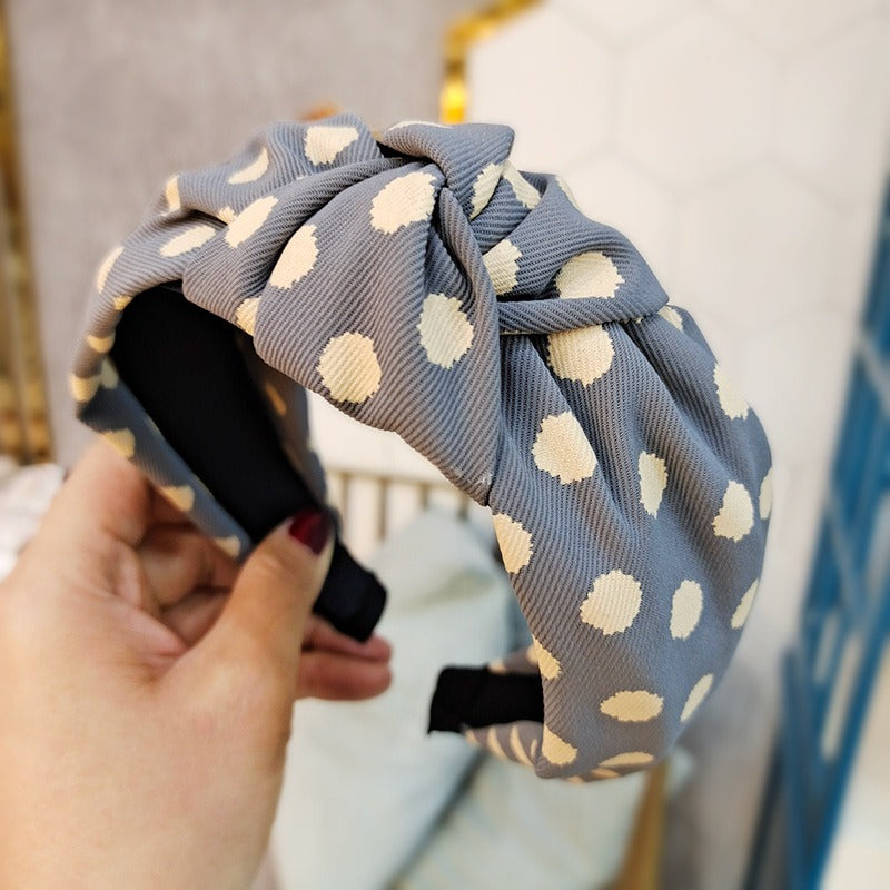 High-End Wide-Brimmed Polka Dot Face Wash Headband