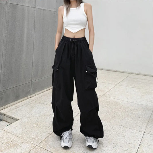Korean Harajuku Baggy Parachute Pants for Street Style