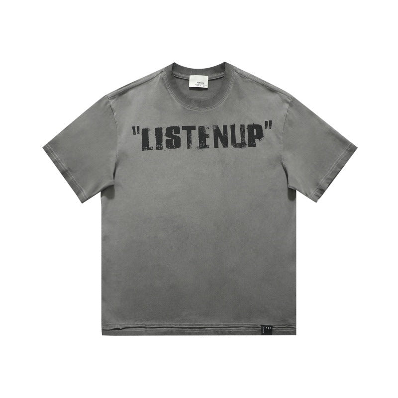 Playful Letter Printed Distressed T-Shirt for All