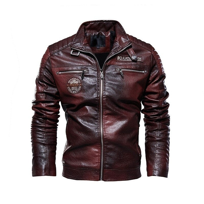 Harajuku Style Men’s Leather Motorcycle Jacket