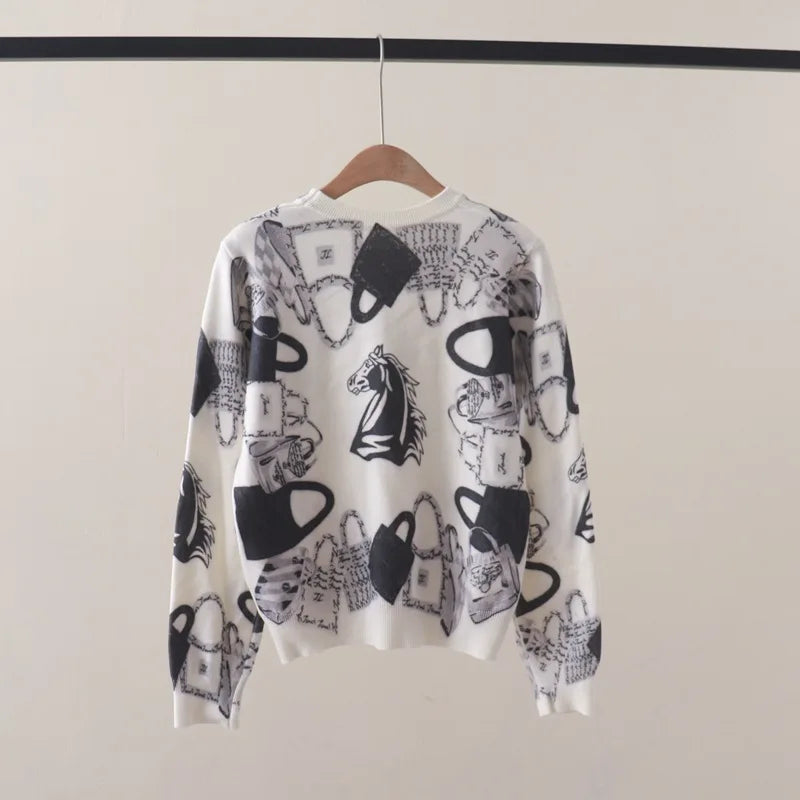 Anime Horse Graphic Pullover Sweater - Harajuku Style