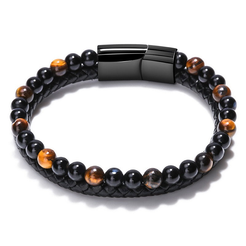 Volcanic Tiger Eye Beaded Bracelet - Harajuku Style