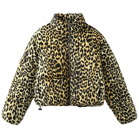 Women's Leopard Print Stand-Up Collar Jacket