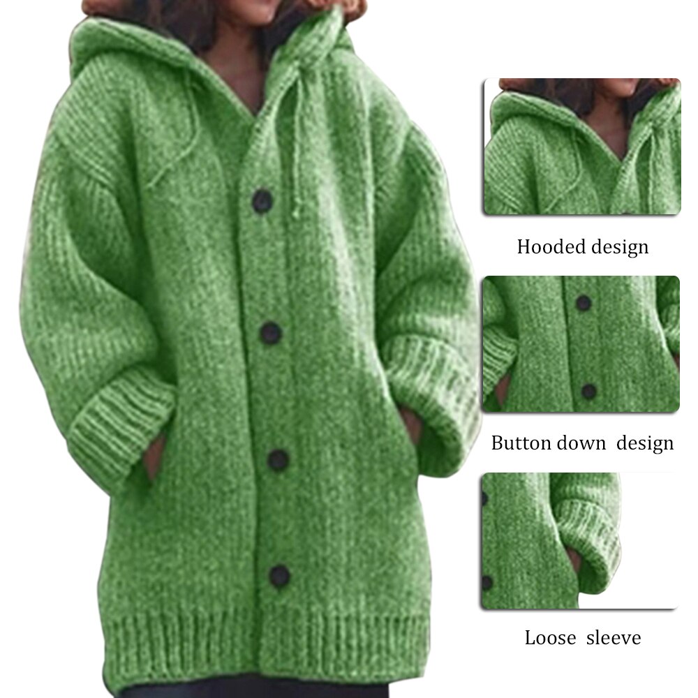 Harajuku Style Women’s Hooded Cardigan - Winter Knitted Sweater