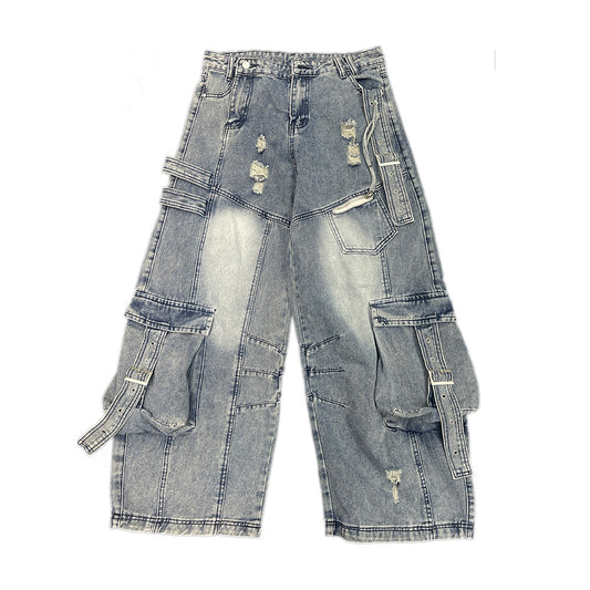 Post-Apocalyptic Vintage Distressed Denim Trousers