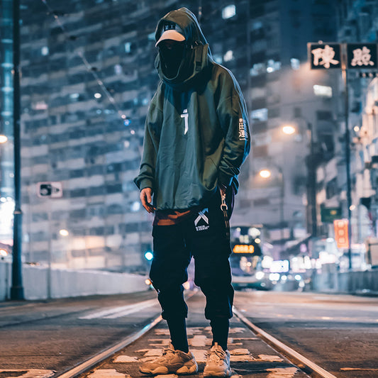 Cyberpunk Fish Mouth Hooded Sweater - Oversized Hip-Hop Jacket