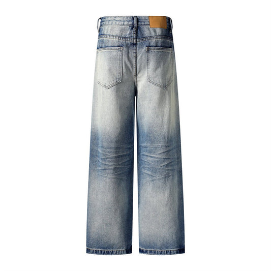 Vintage Faded Denim Punk Dad Trousers - Casual Street Style