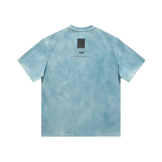 Playful Tie Dye Gradient Letter T-Shirt for Men and Women