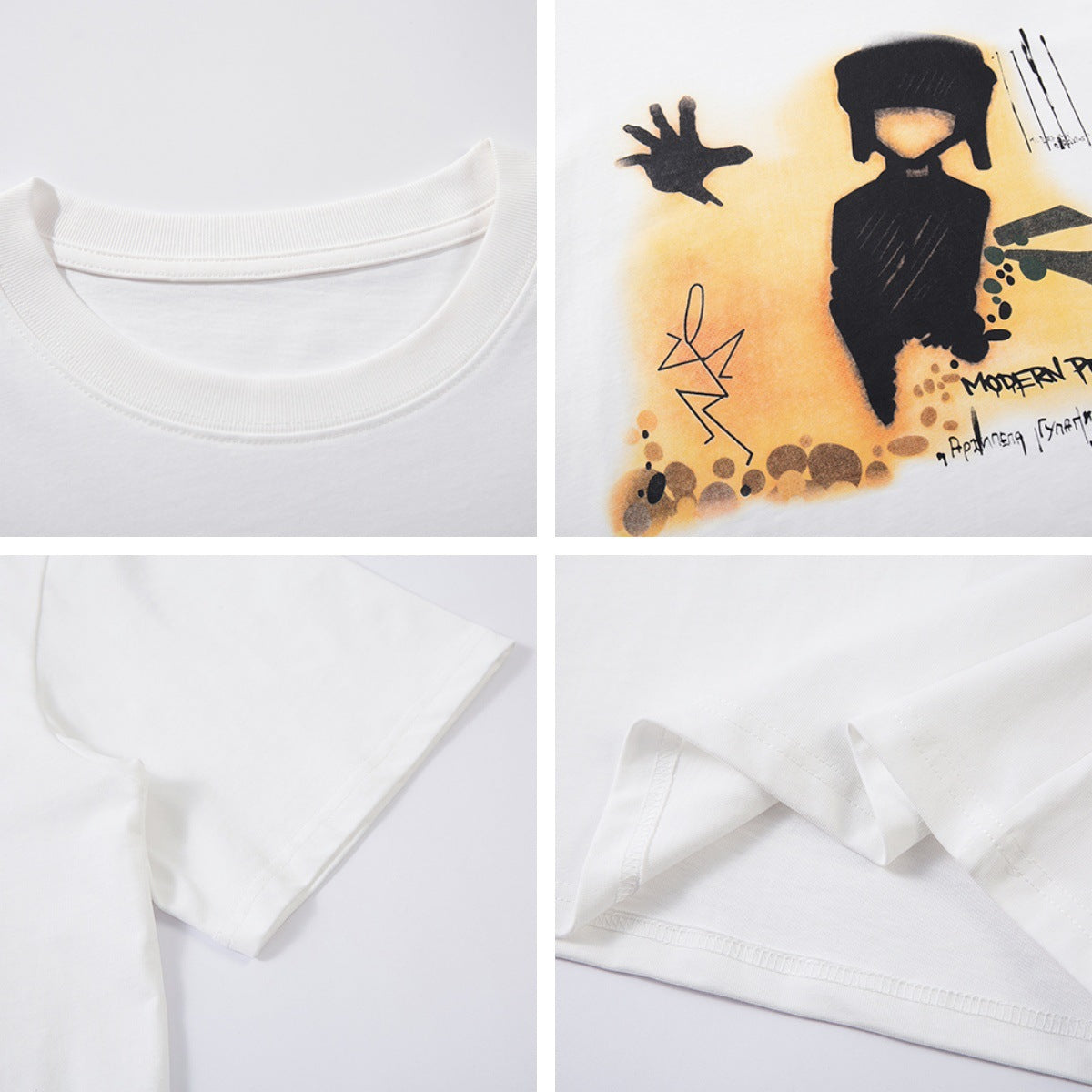 Harajuku Style Letter Print Pure Cotton T-Shirt for Men