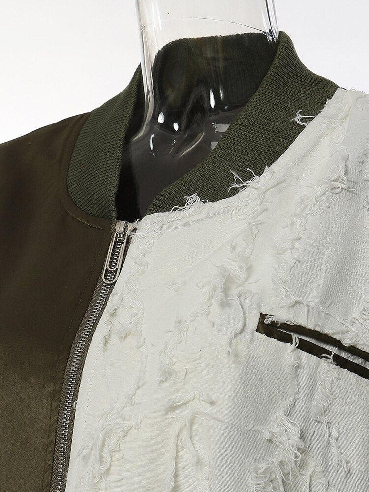 Playful Green Color-Block Oversized Jacket for Women