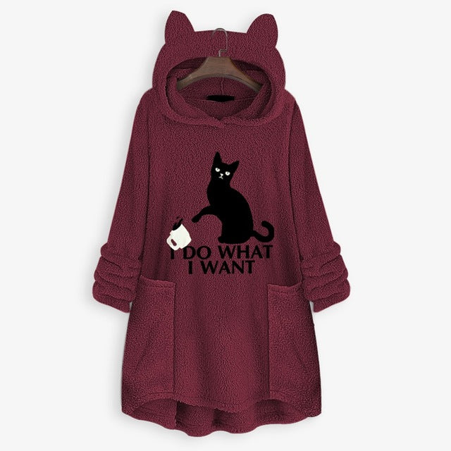Harajuku Cat Ear Hoodie Sweatshirt for Women