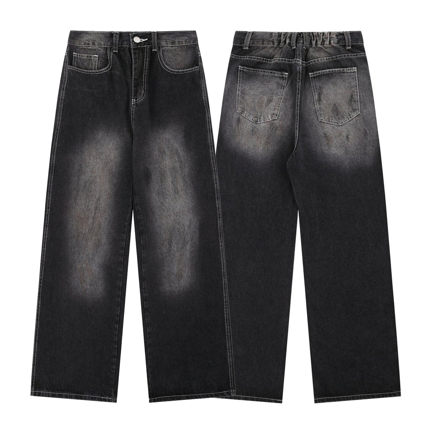 Loose Slimming Design Washed Straight Jeans for Men