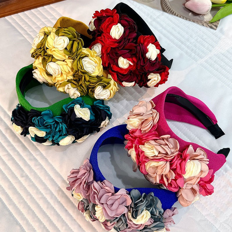 Handmade Fabric Side 3D Flower Headband