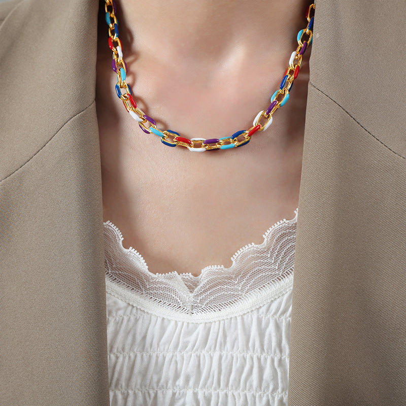 Niche Dripping Oil Necklace - Titanium Steel Jewelry