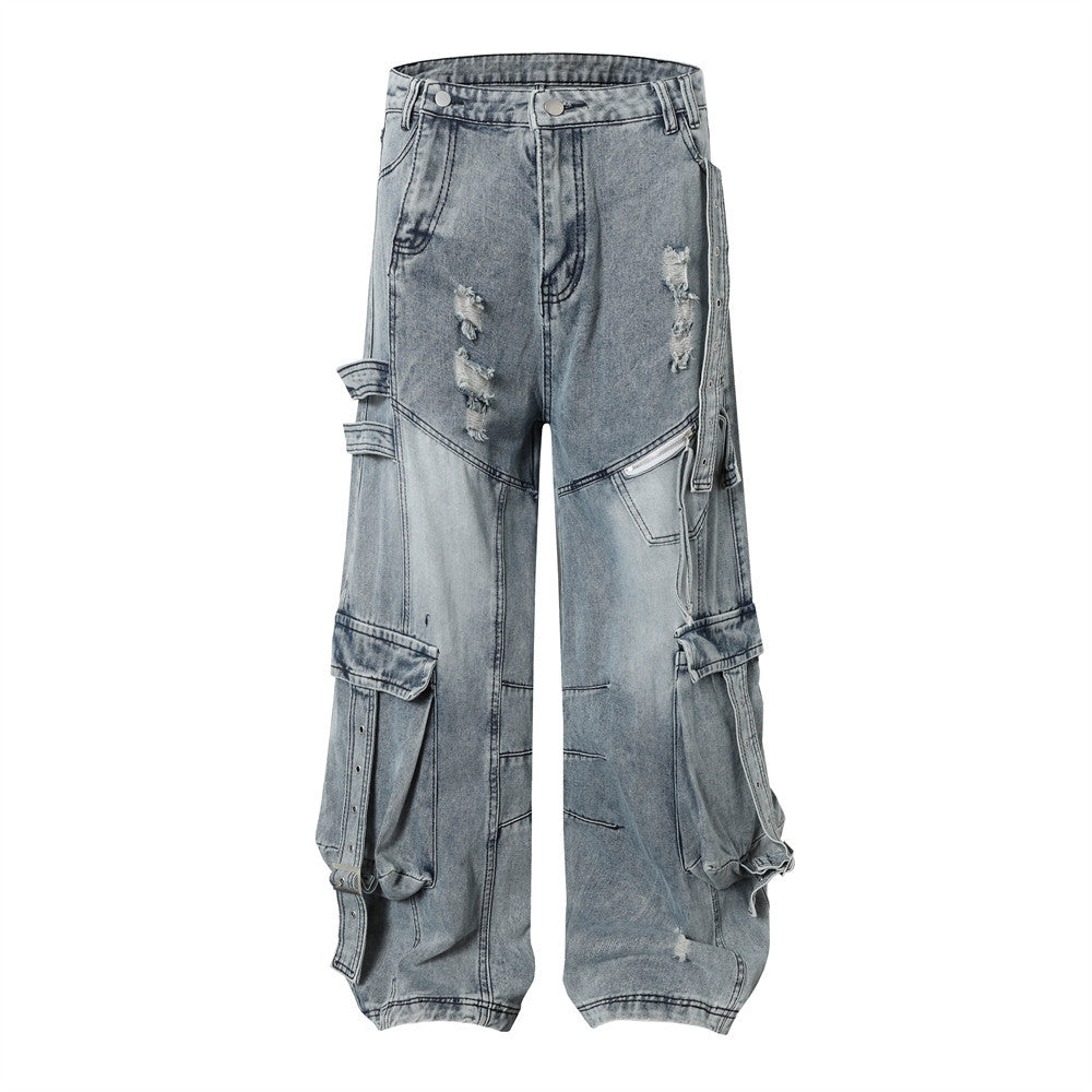 Post-Apocalyptic Vintage Distressed Denim Trousers