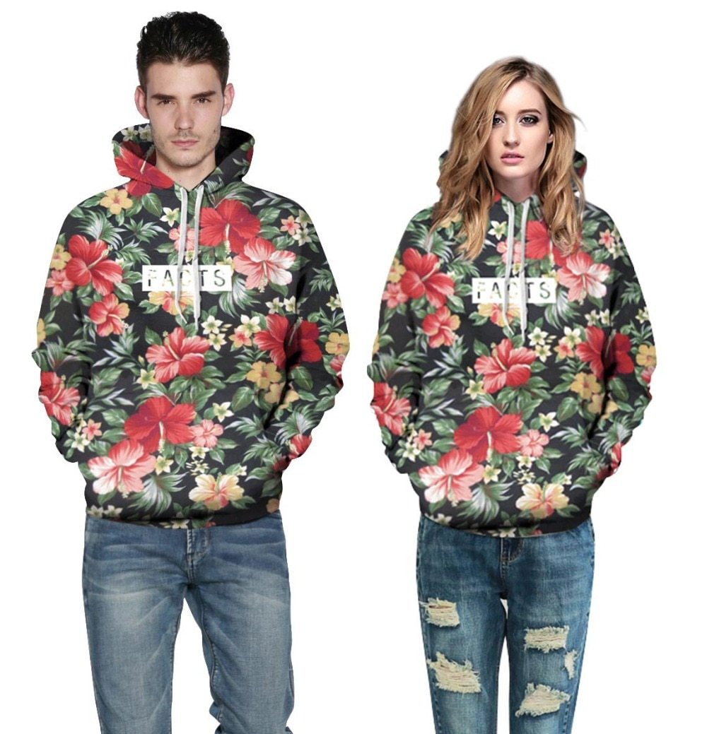 3D Floral Leaves Hoodie for Men and Women