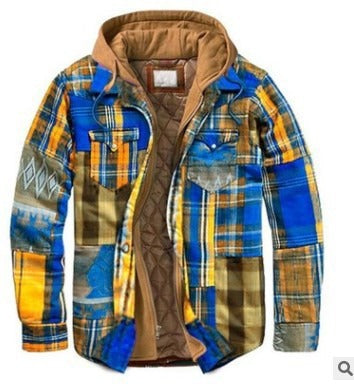 Men's Harajuku Plaid Jacket - Cotton 3D Printed Coat