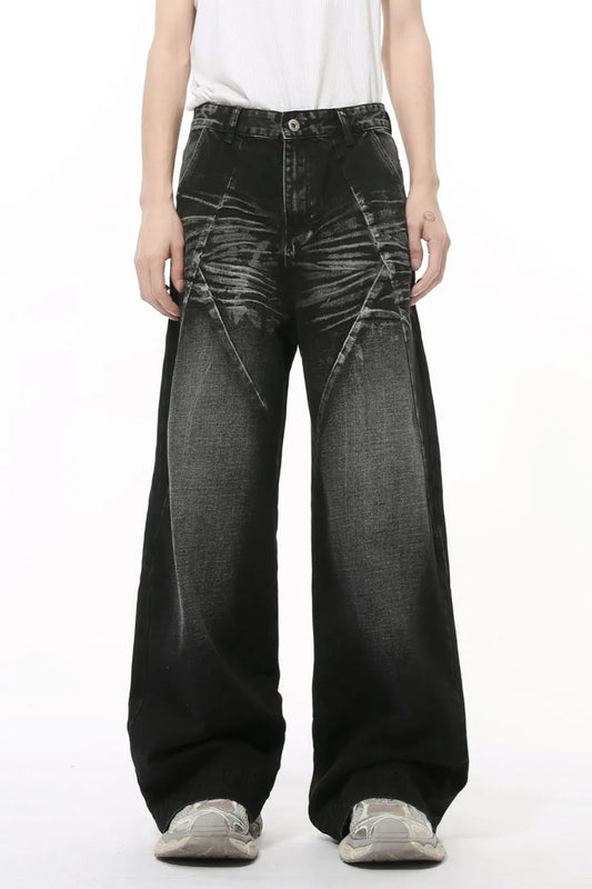 Playful Washed Cat Whisker Straight Leg Jeans