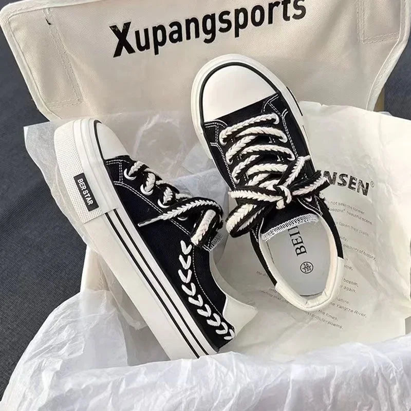 Women’s Platform Canvas Shoes – Chunky Sneakers for Outdoor Fun