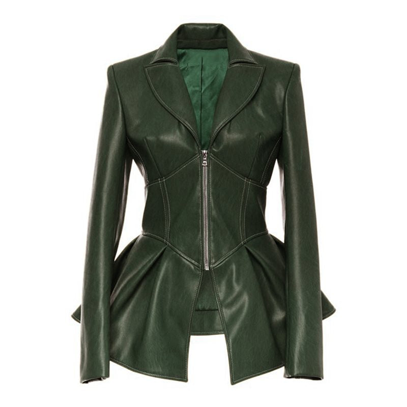 Harajuku Style Black Gothic Faux Leather Jacket for Women