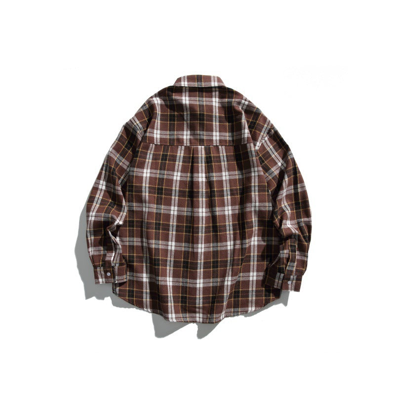 Color Blocked Plaid Long Sleeve Casual Shirt