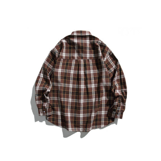 Color Blocked Plaid Long Sleeve Casual Shirt