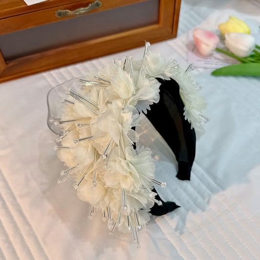 Fashionable Wide Edge Fabric Crystal Headband