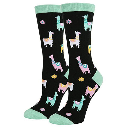 Playful Alpaca Cartoon Women's Tube Socks