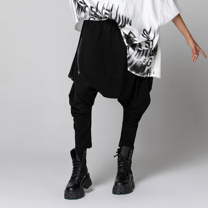 Trendy Harajuku Harem Pants with Zipper Decoration