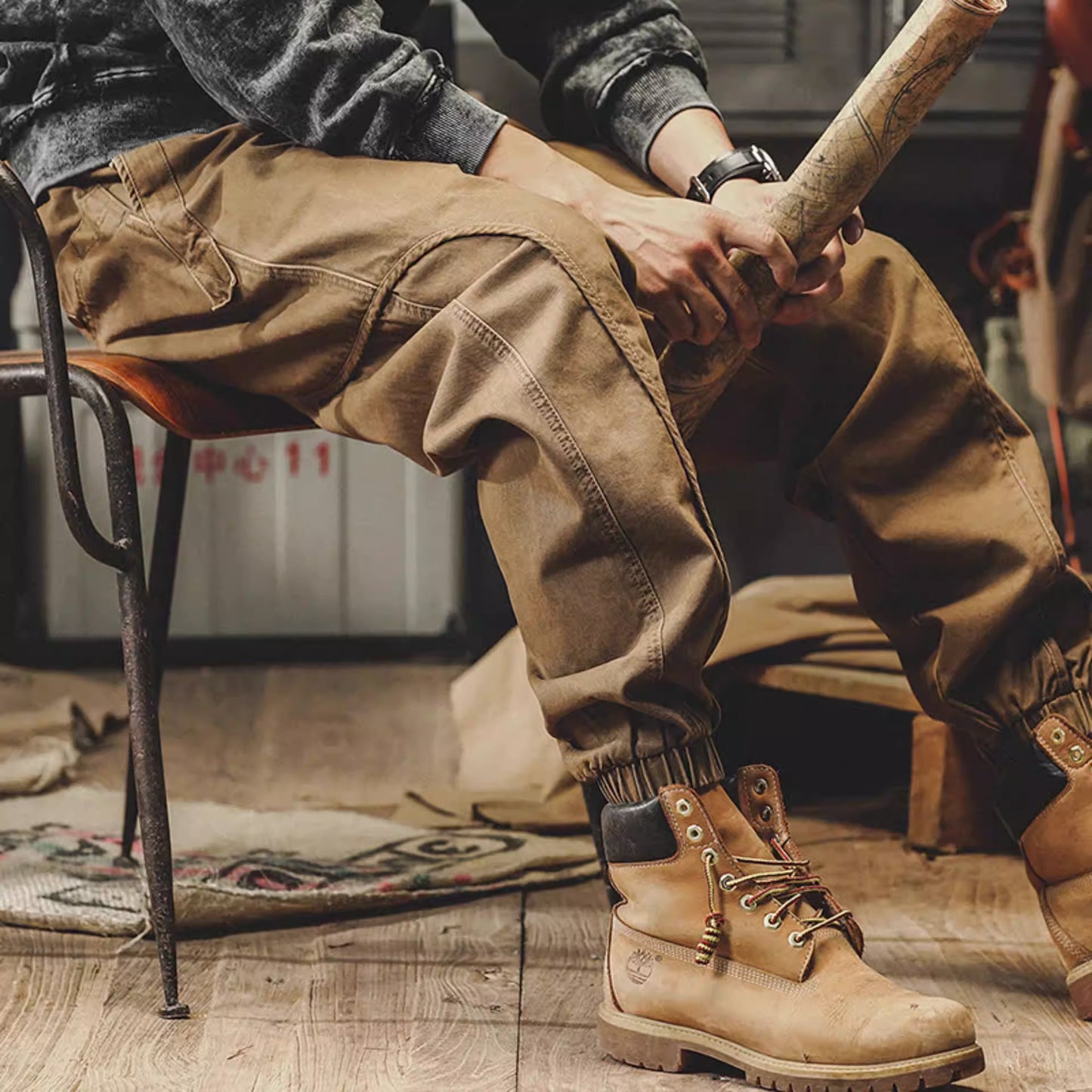 Harajuku Style Men's Heavyweight Retro Work Pants