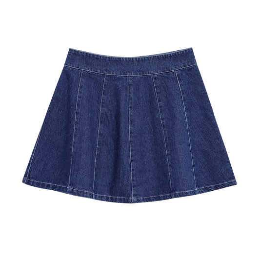 Harajuku Style Bright Thread Zipper Denim Skirt