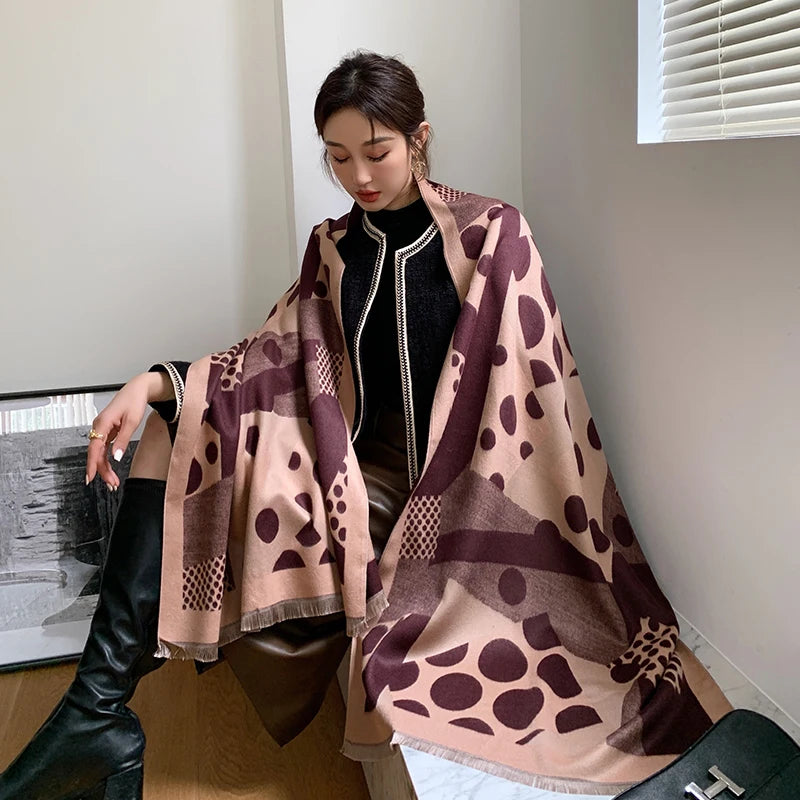 Harajuku Style Luxury Winter Scarf - Soft Cashmere Dot Print