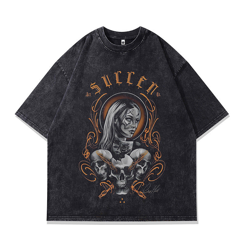 Harajuku Street Gang Print Tee - Retro Casual Short Sleeve T-Shirt