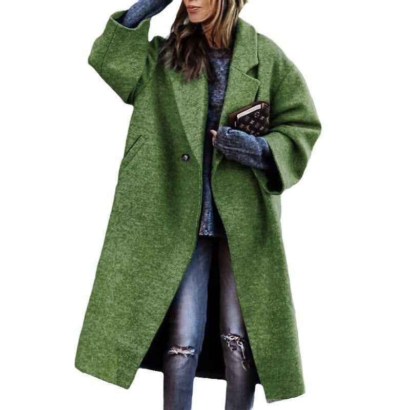Playful Long Woolen Coat in Temperament Color