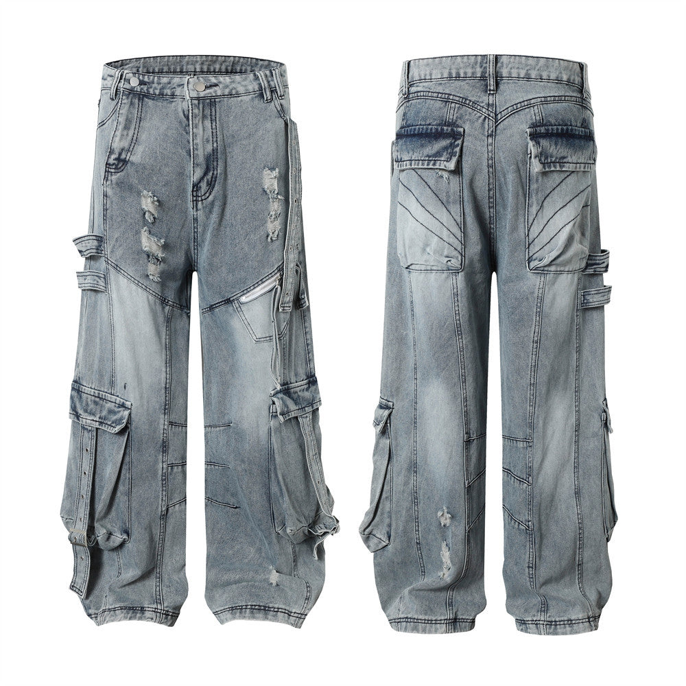 Post-Apocalyptic Vintage Distressed Denim Trousers