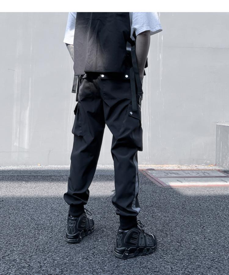 Harajuku Style Reflective Strip Overalls for Men