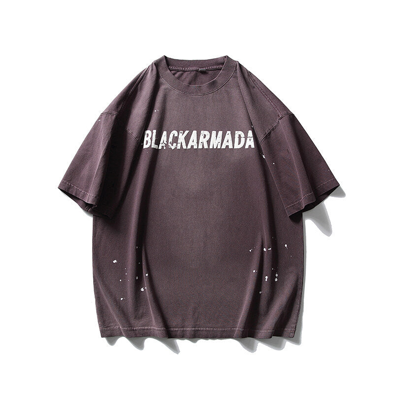 Harajuku Style Vintage Letter Print Loose Fitting T-Shirt