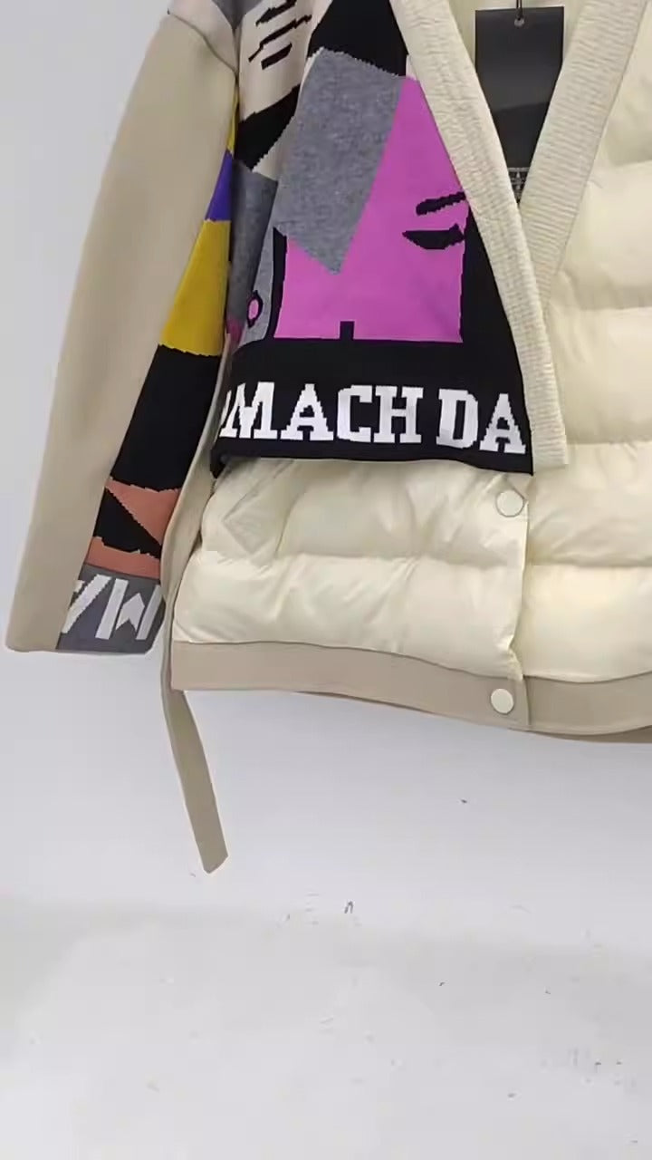 Harajuku Knitted Letter Patchwork Winter Jacket