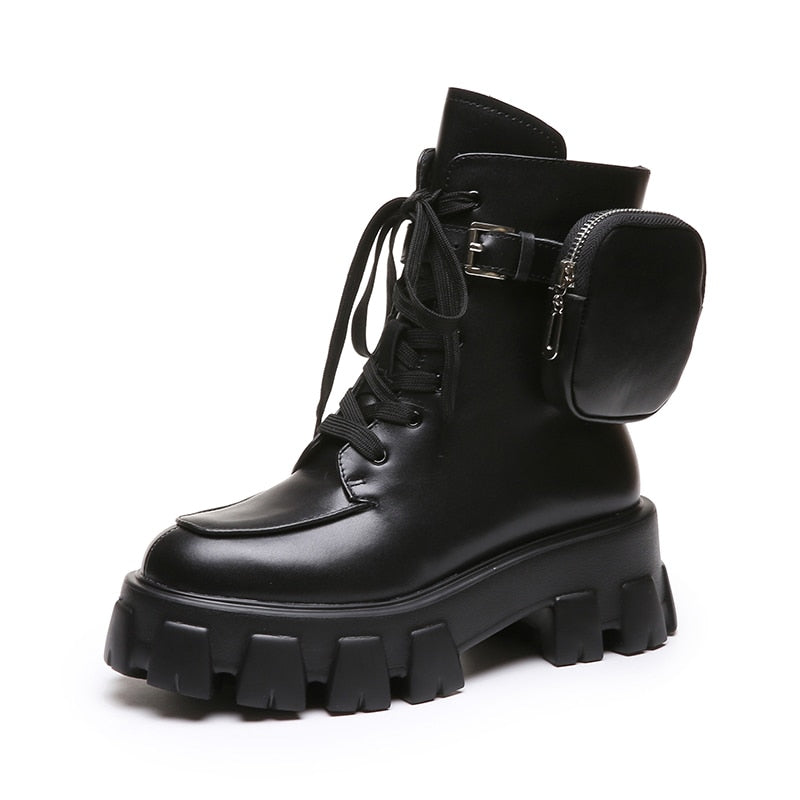 Harajuku Style Pocket Motorcycle Boots for Women