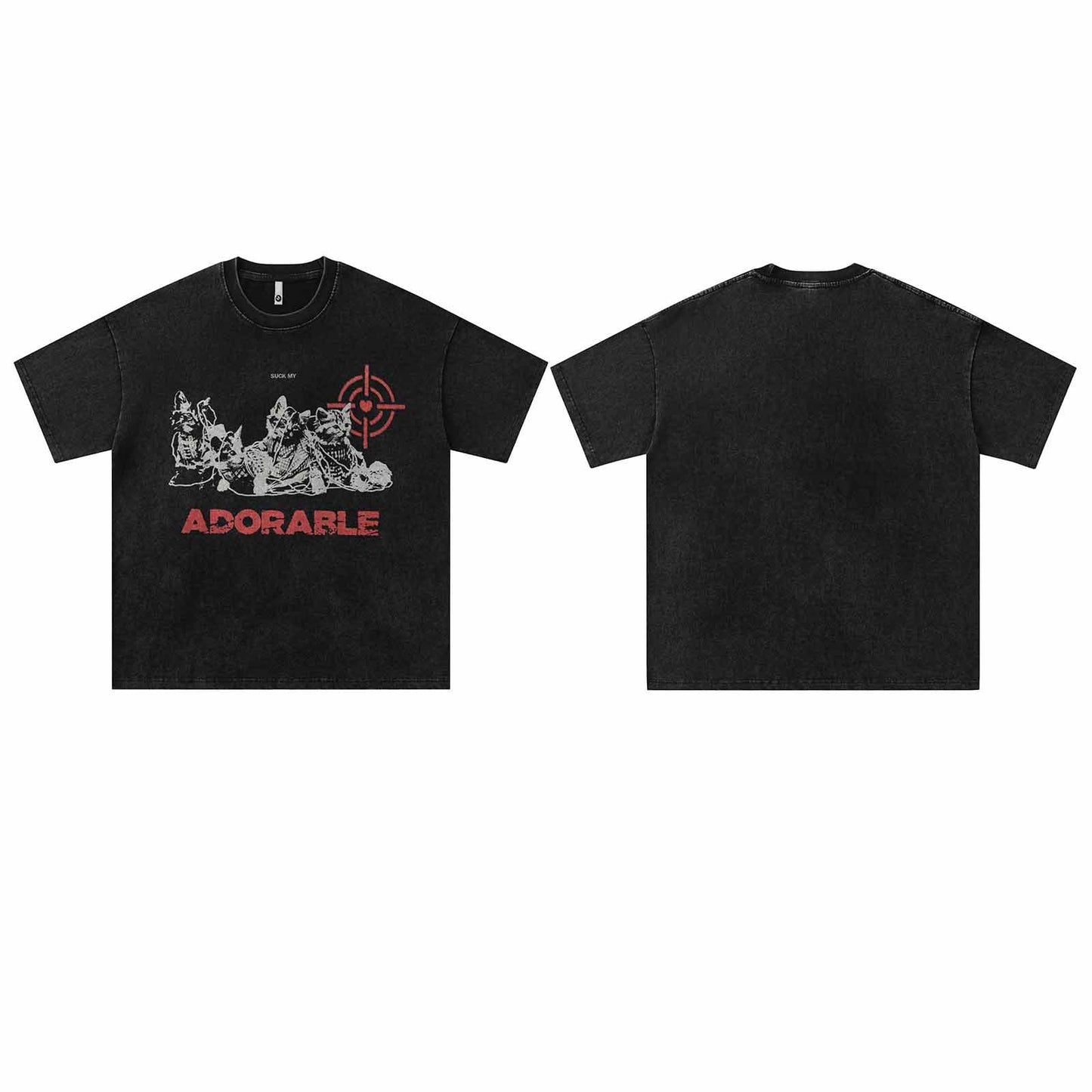 Retro Cat Print Loose Fit T-Shirt for Harajuku Style