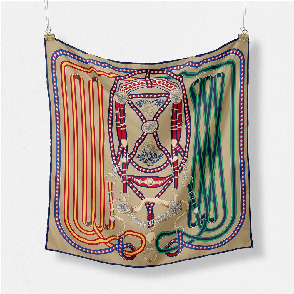 Geometric Striped Small Square Scarf - Harajuku Style